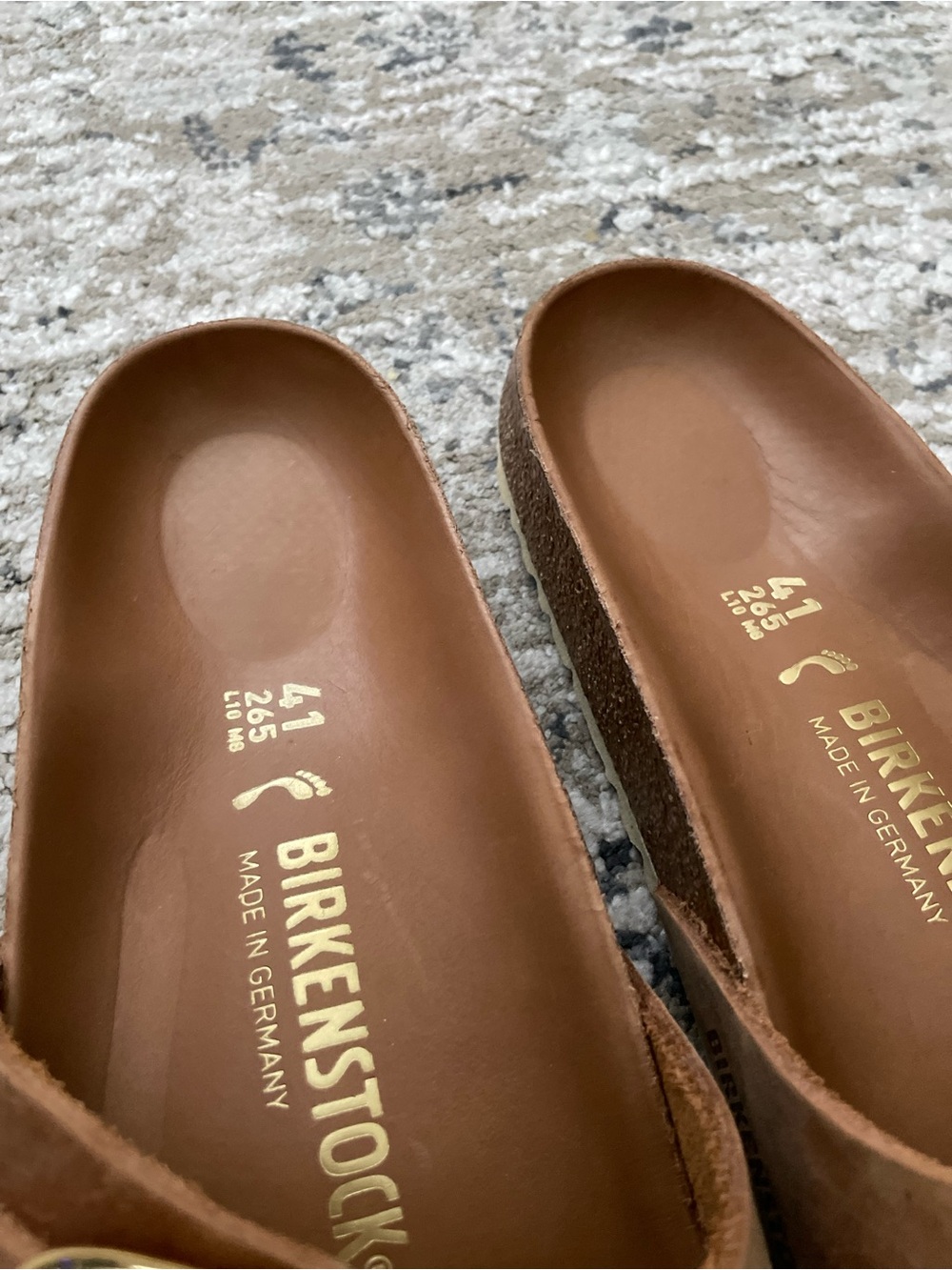 Birkenstock Madrid Big Buckle Cognac Brown Leather 41 Size 10 Gold - Picture 6 of 8